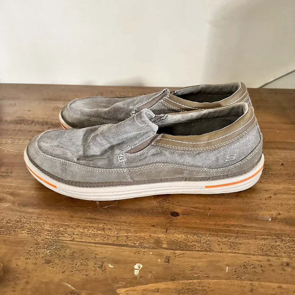 New Skechers Mens 64355/GRY Landen Steller Size 9.5 Shoes Slip On Loafer Foam